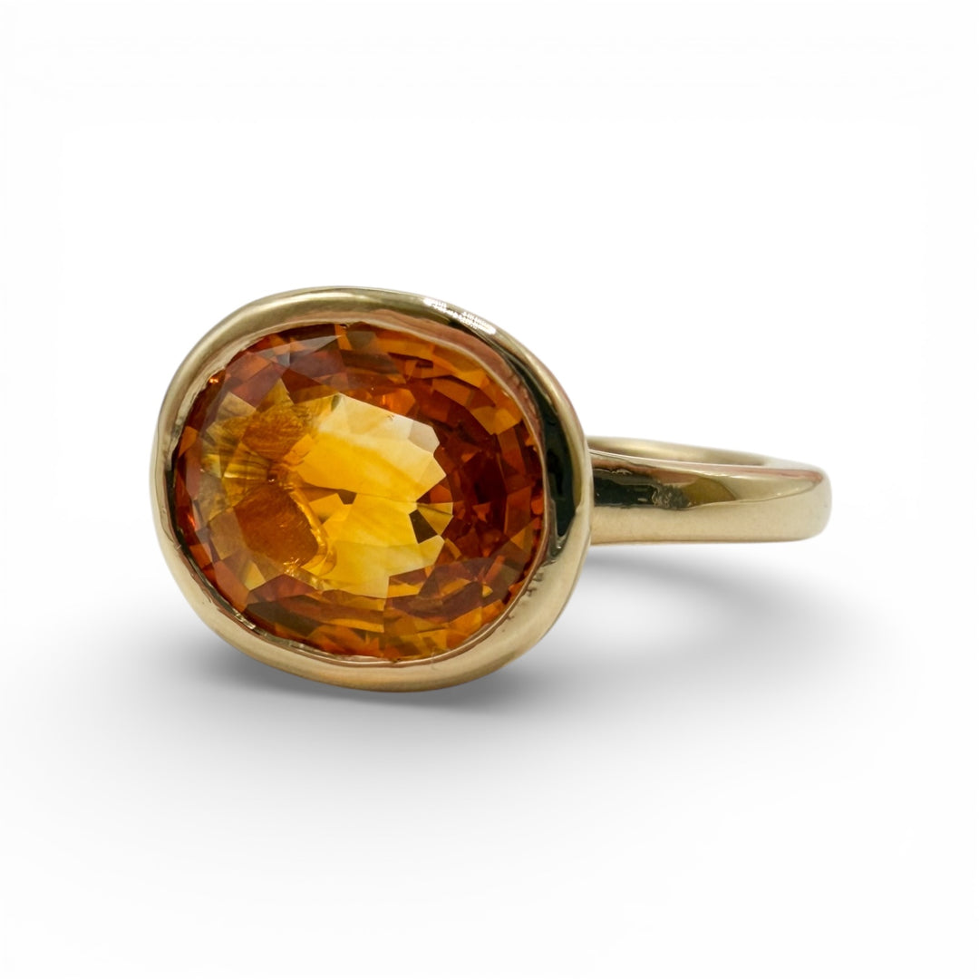 18k Yellow Gold Orange Sapphire Ring