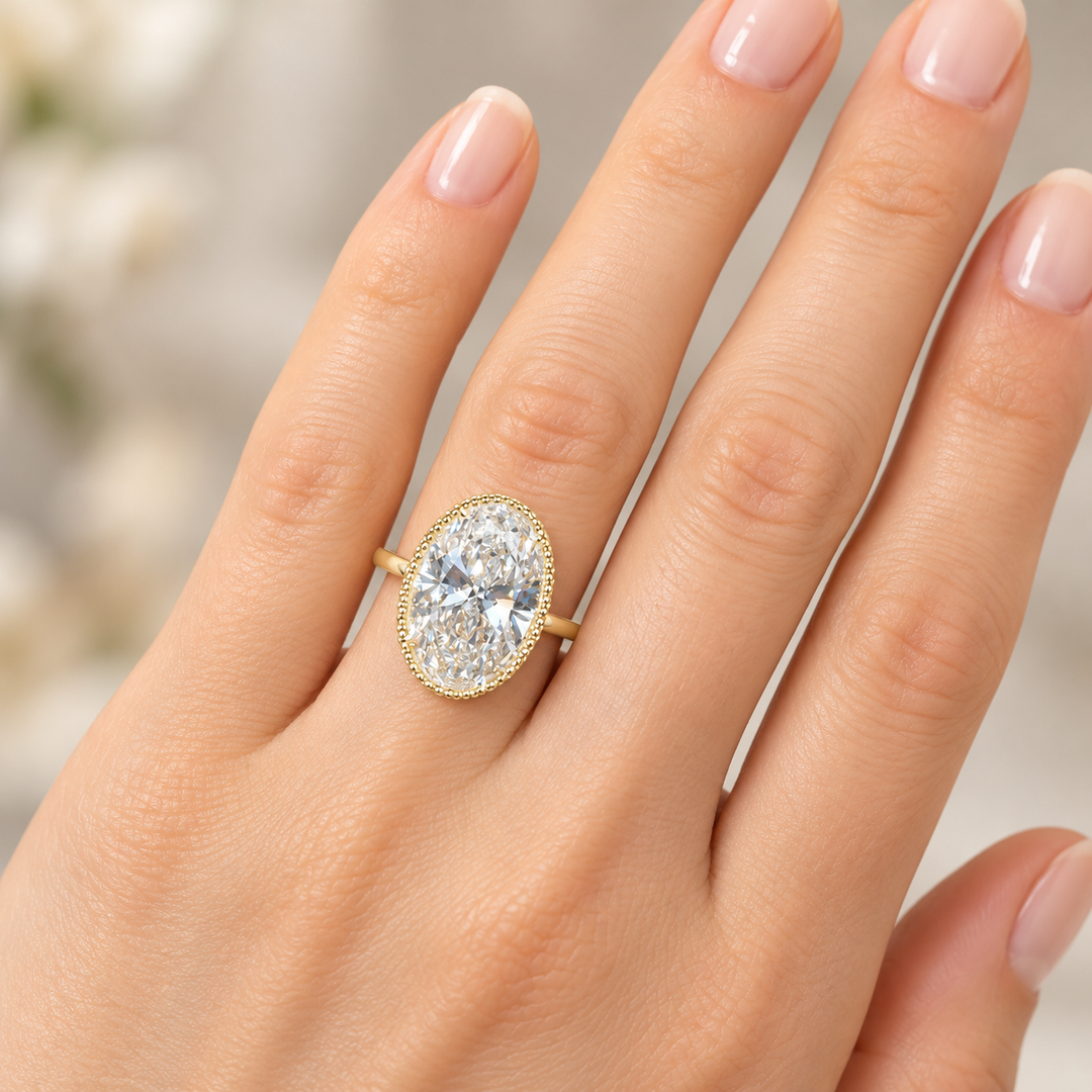 14k Yellow Bezel Oval Lab Grown Diamond Engagement Ring