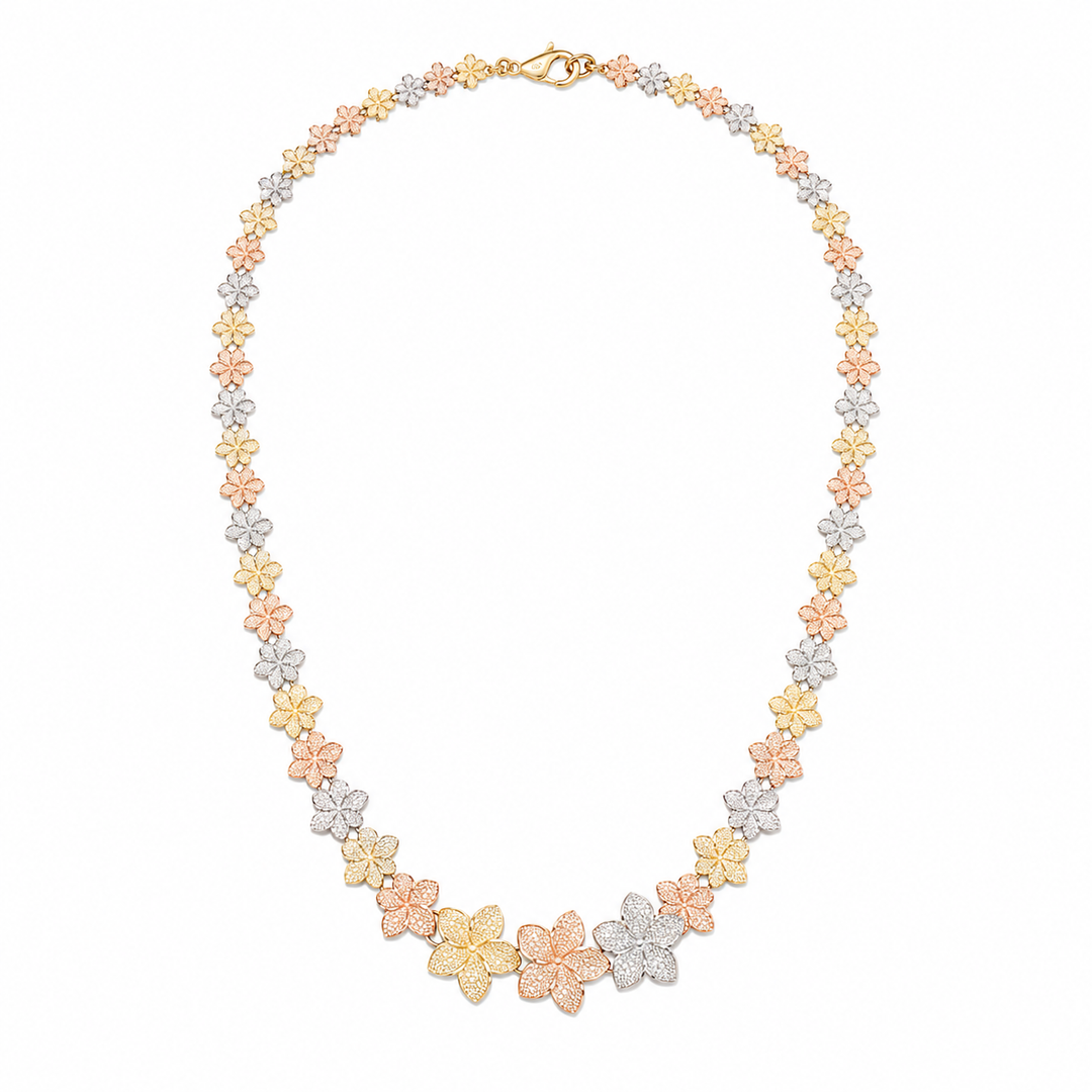 14k Tri-Color Hibiscus Estate Chain