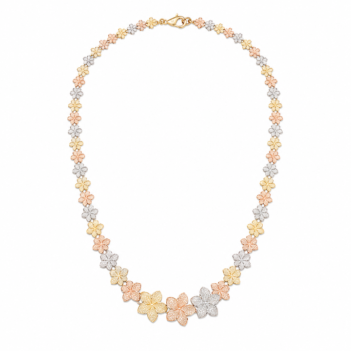 14k Tri-Color Hibiscus Estate Chain