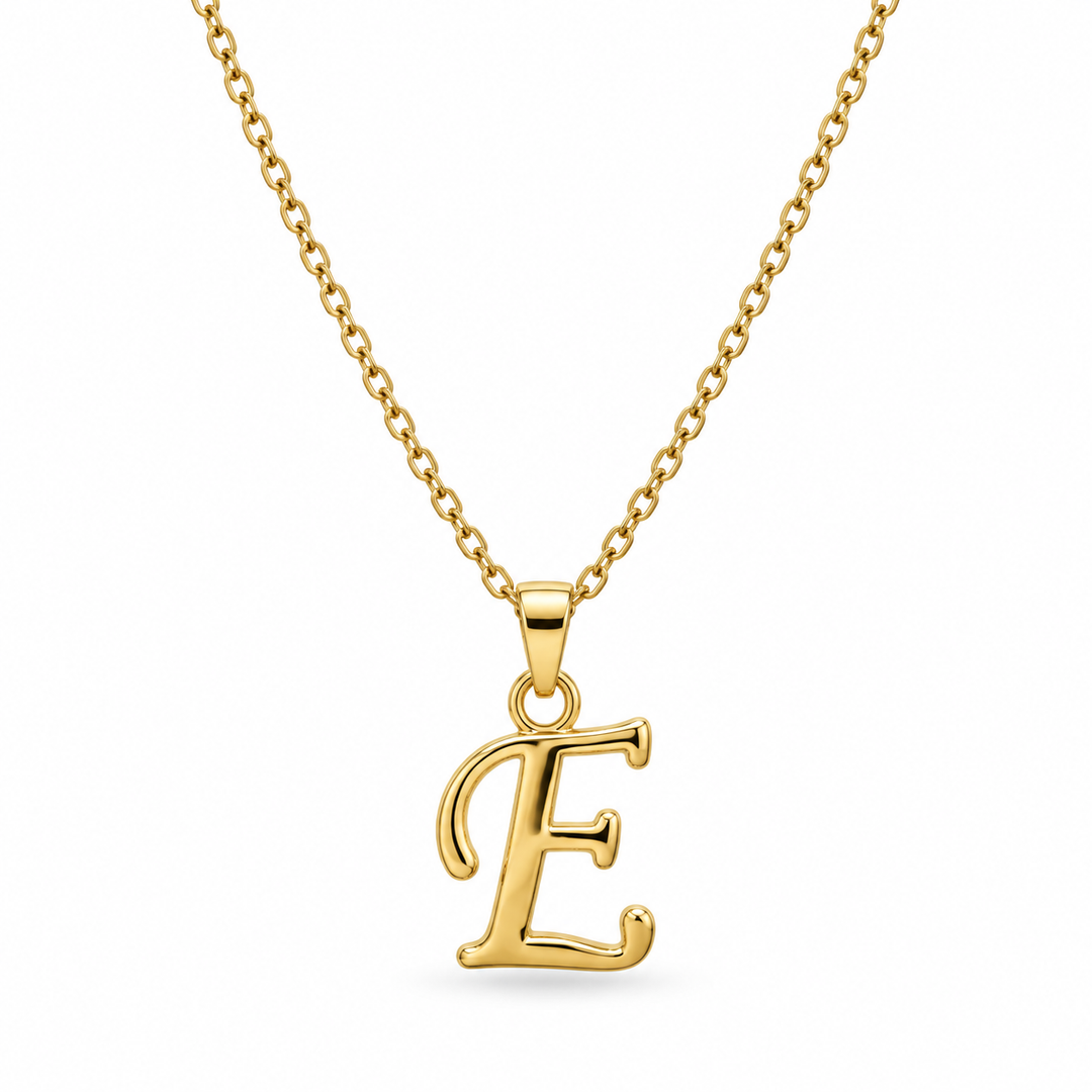 14k Yellow Initial E Necklace