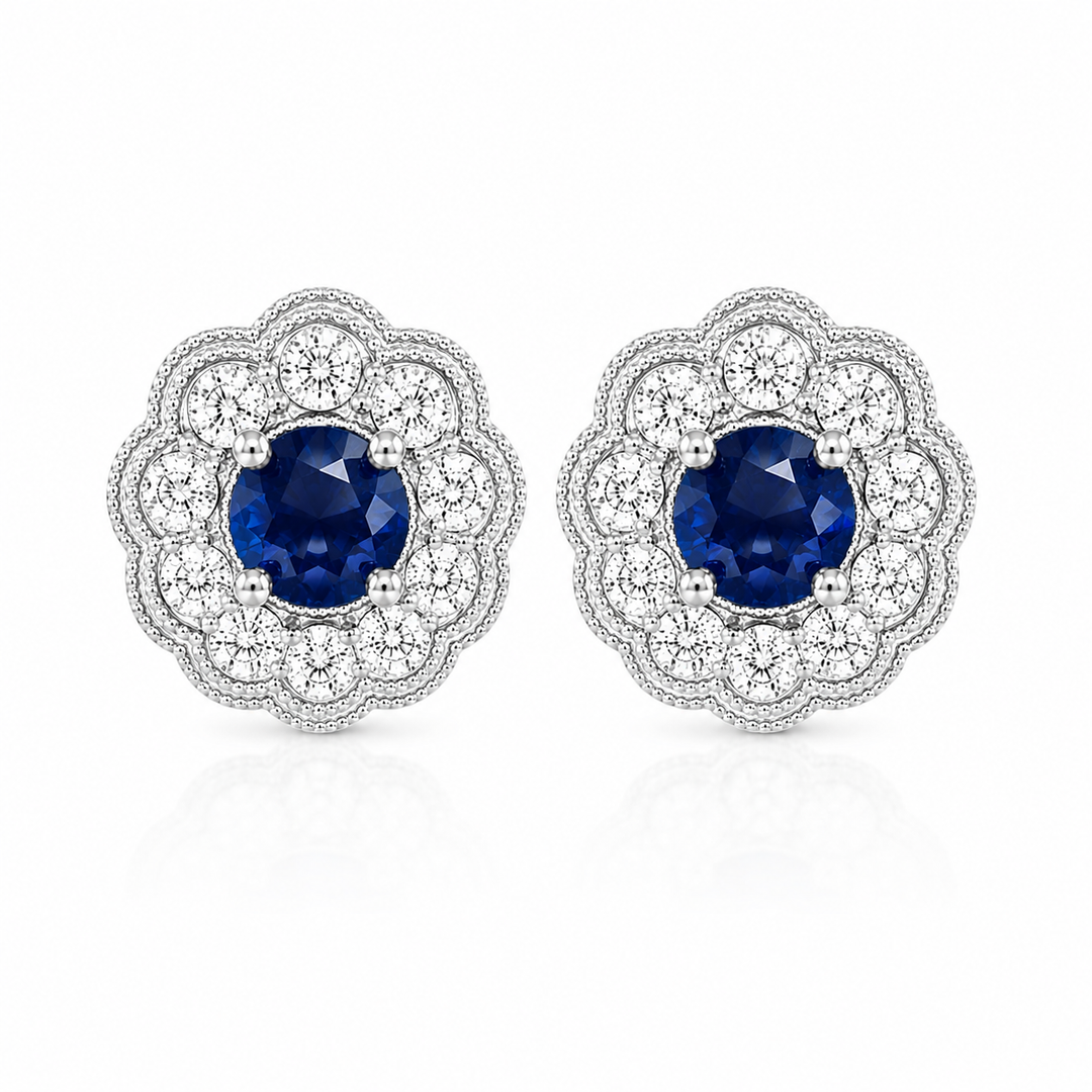 14k Stud Sapphires Earrings