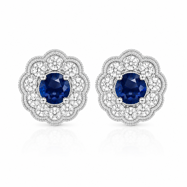 14k Stud Sapphires Earrings
