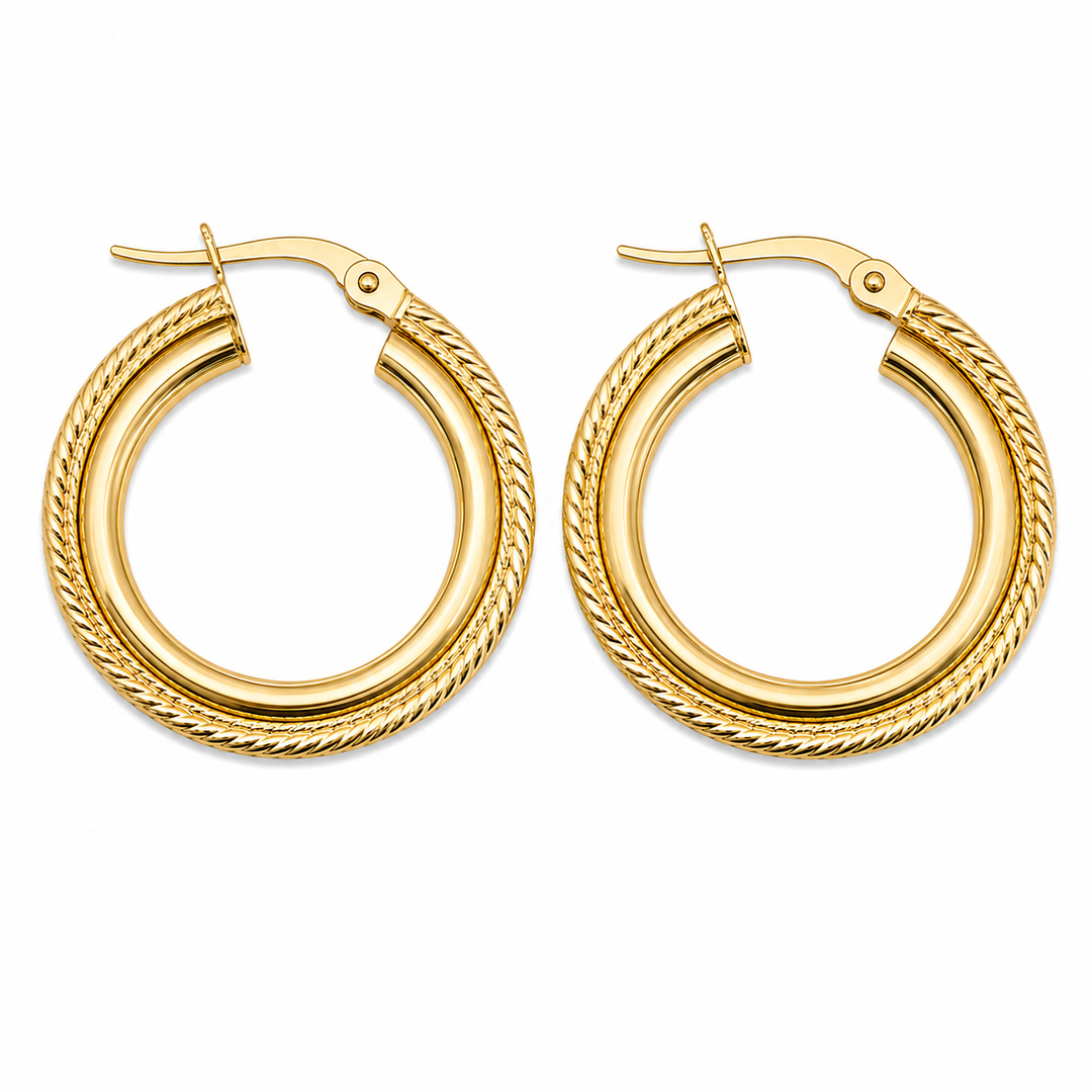 14k Yellow Gold Medium Hoop Earrings
