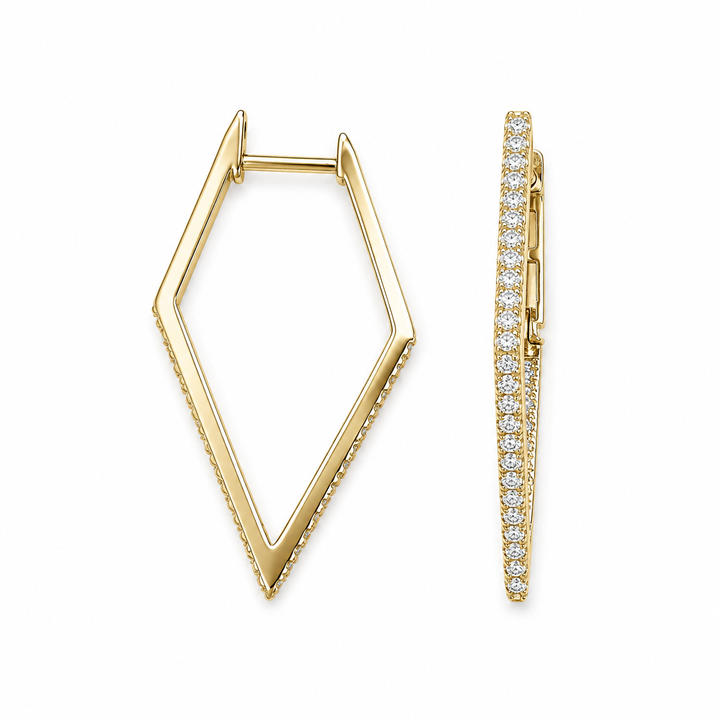 14k Yellow Gold Medium Hoop Diamond Earrings 0.28 cttw