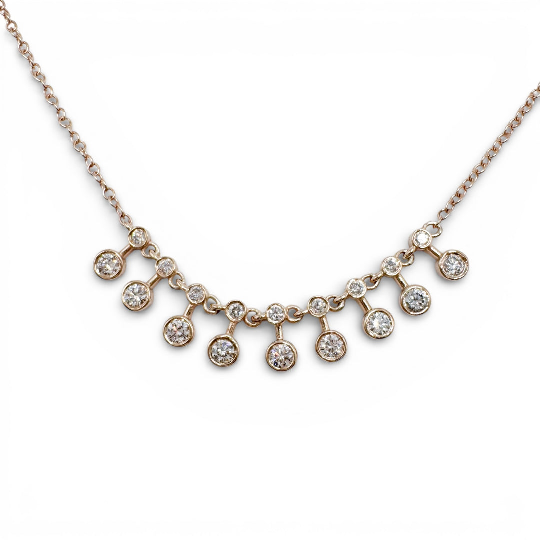 14k Yellow Gold Bezel Diamond Necklace