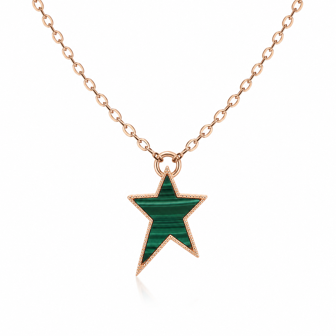 18k Rose Star Diamond Malachite Pendant
