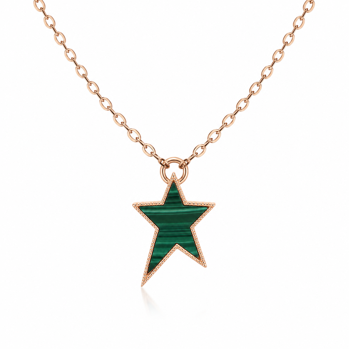 18k Rose Star Diamond Malachite Pendant