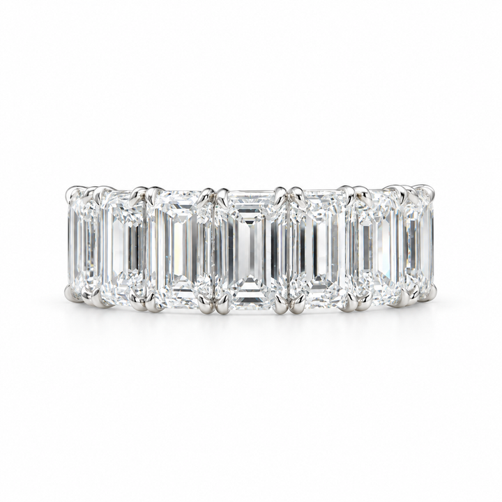 Platinum Prong Set 5.14ctw Emerald Lab Grown Diamond Wedding Band