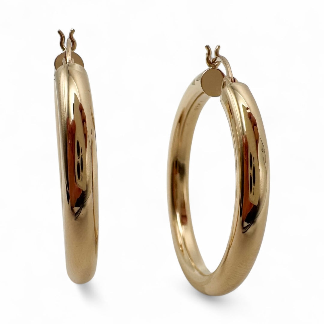 14k Yellow Gold Medium Hoop Estate Earrings