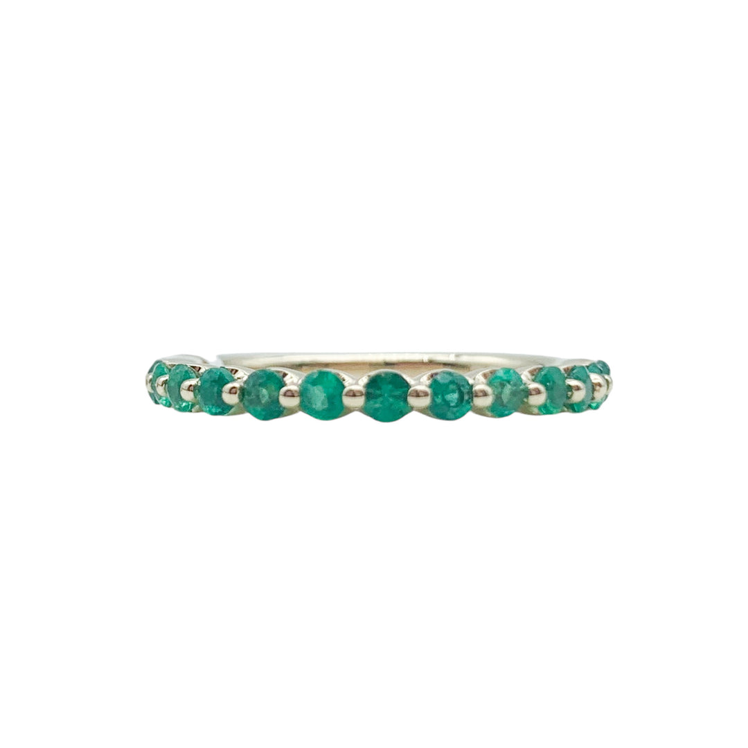 14k Yellow Gold Emerald Wedding Band