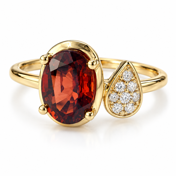 14k Yellow Gold Garnet Gemstone Ring