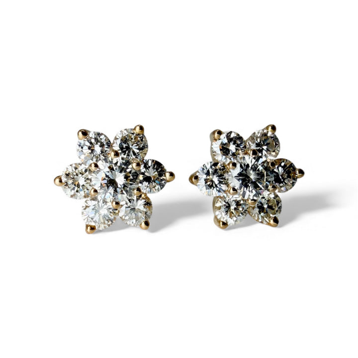 18kYellow Gold Flower Studs Estate Earrings