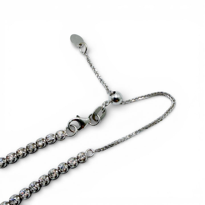 14k White Gold Tennis Diamond Estate Necklace
