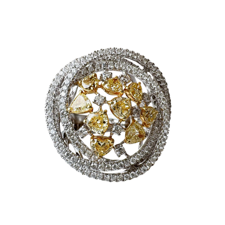 18k White Gold Yellow Diamond Estate Ring