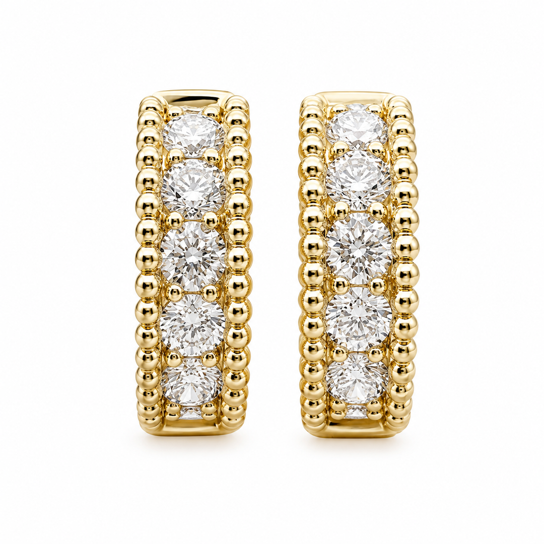 14k Yellow Gold Huggies Diamond Earrings 1.39 cttw