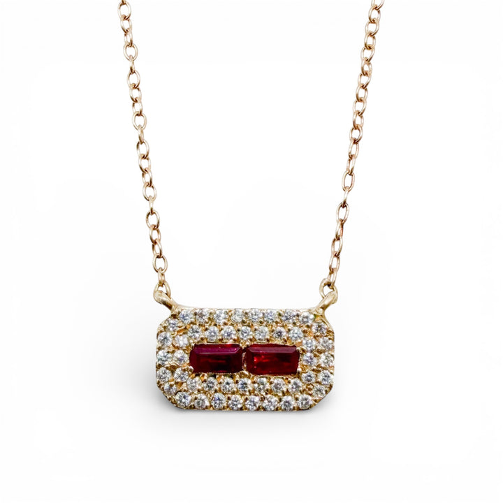 14k Yellow Gold Ruby Diamond Pendant