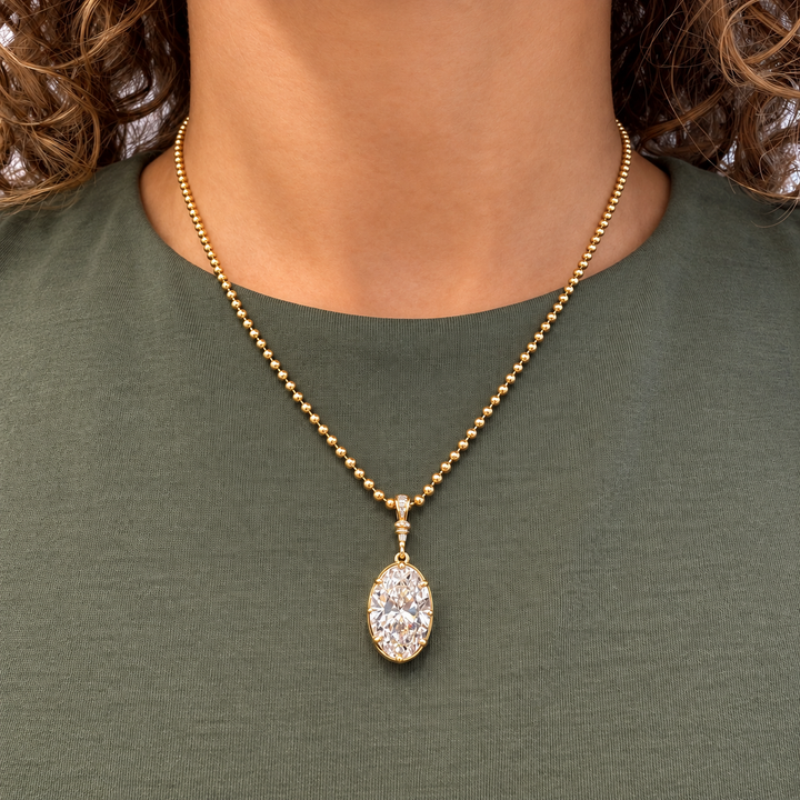 14k Yellow Lab Grown Diamond Oval Pendant
