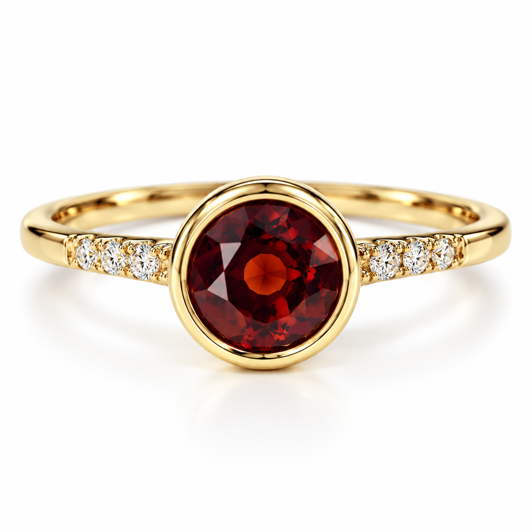 14k Yellow Garnet Gemstone Ring