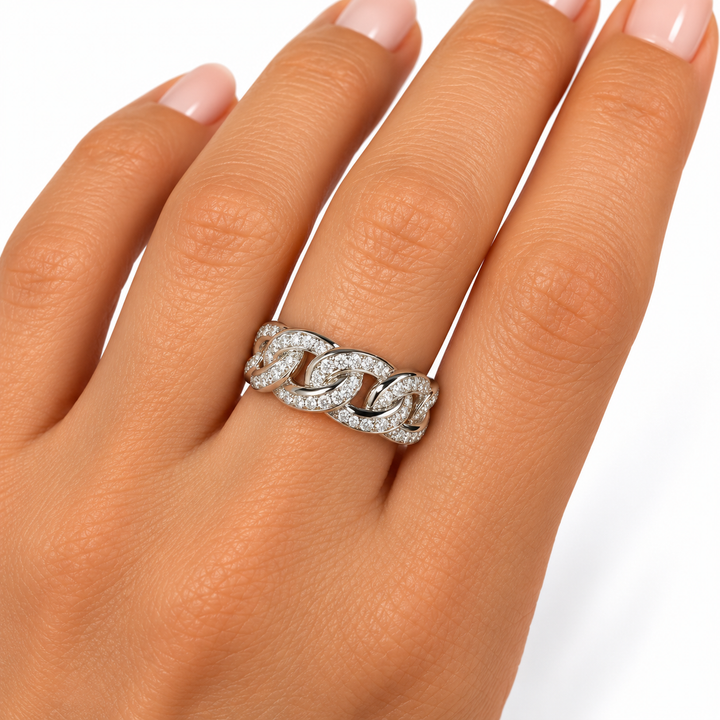 18k White Gold Diamond Link Ring