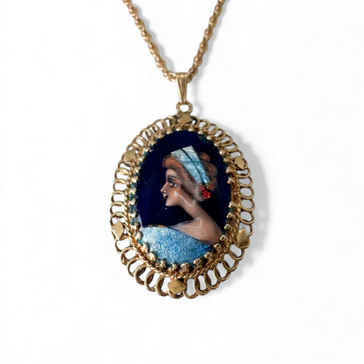 14k Yellow Gold Cameo Estate Pendant
