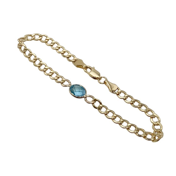 14k Yellow Gold Blue Topaz Bracelet