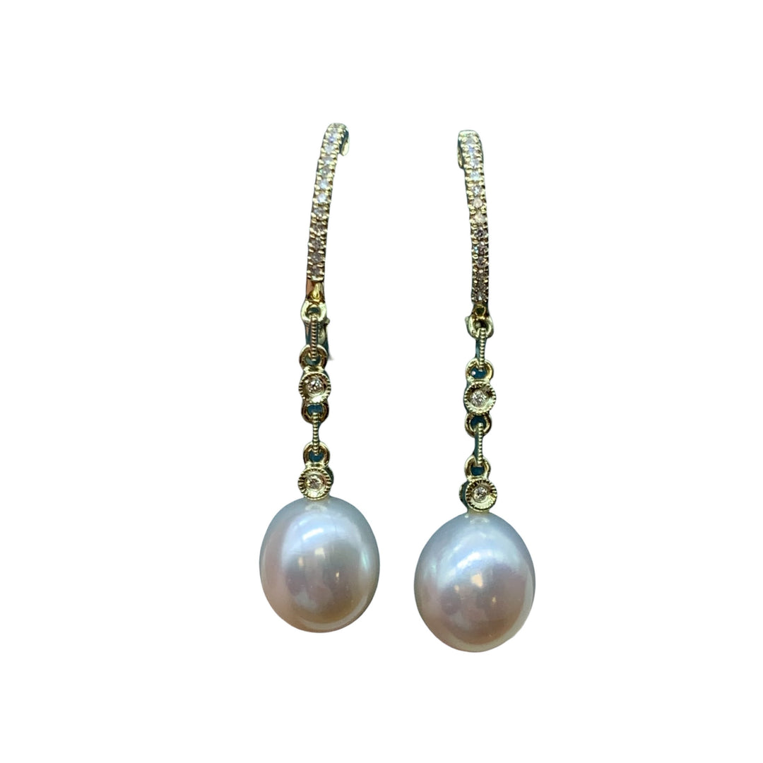 14k Drop Pearl Earrings