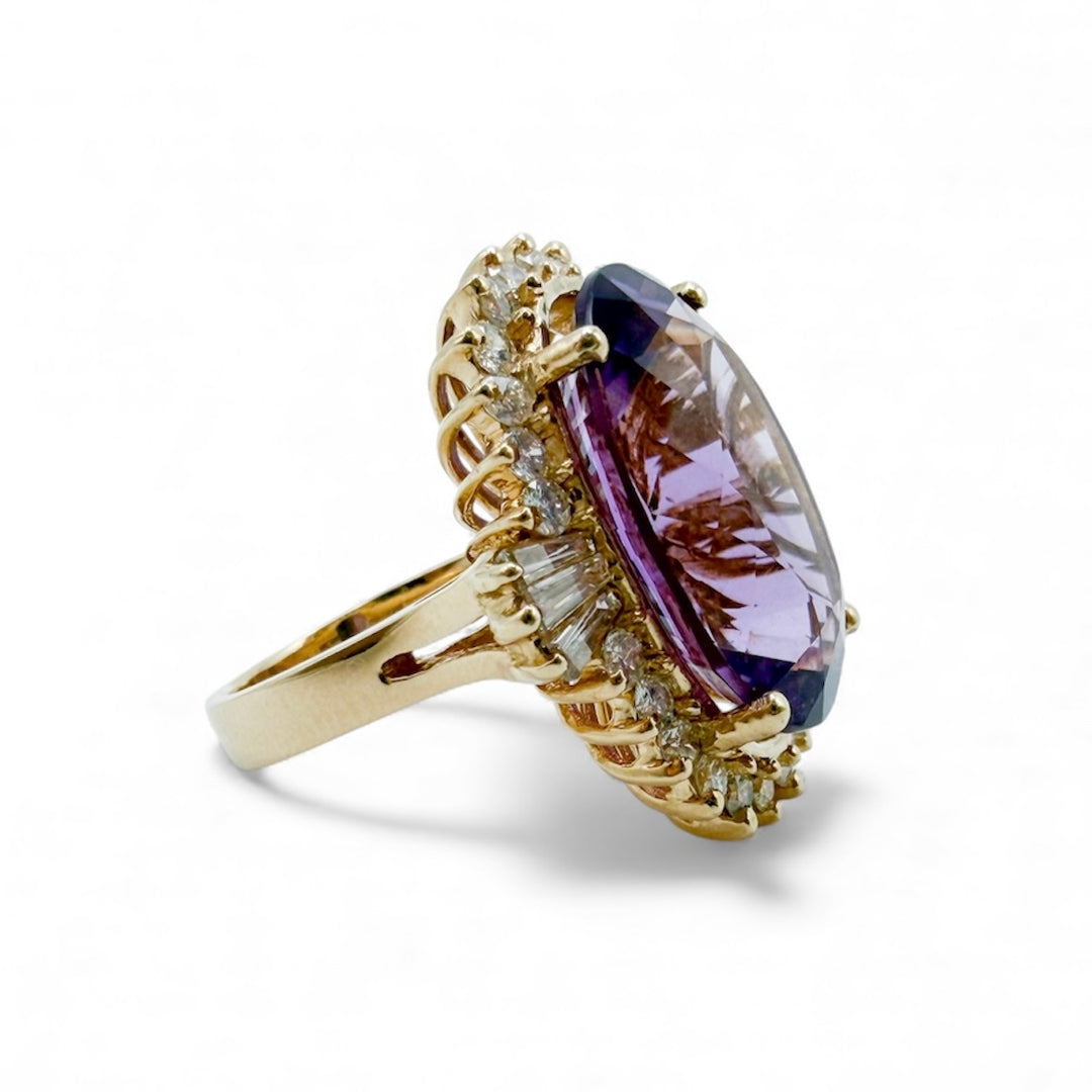 14k Yellow Gold Amethyst Estate Ring