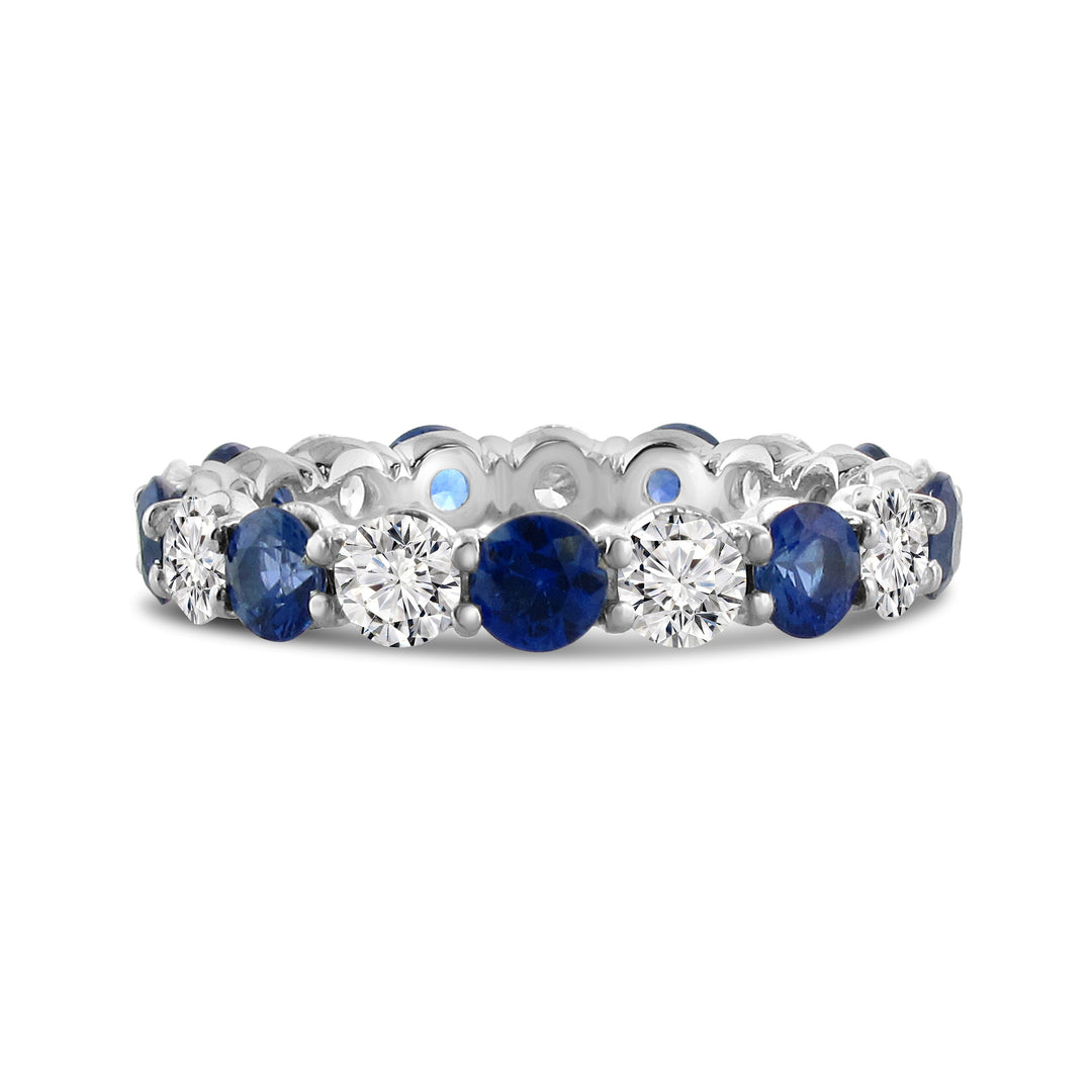Platinum Sapphire &amp; Diamond Eternity Band