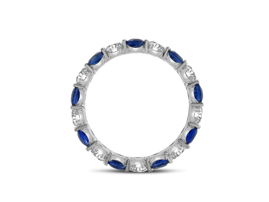 Platinum Sapphire & Diamond Eternity Band