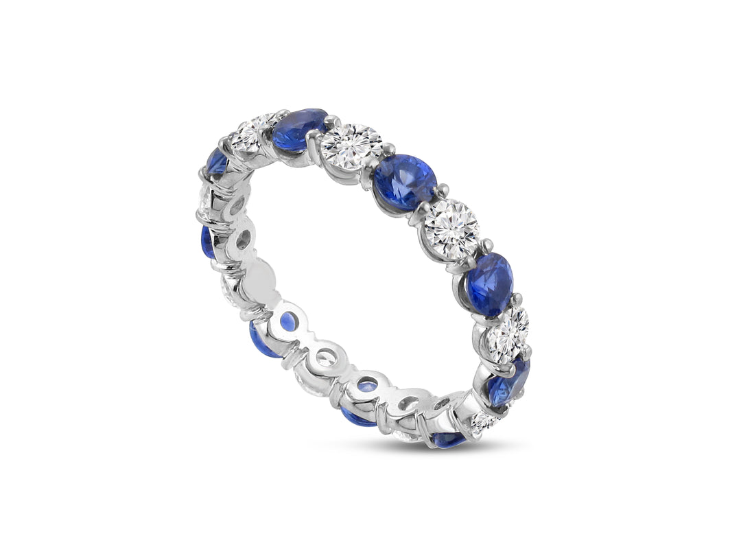 Platinum Sapphire & Diamond Eternity Band
