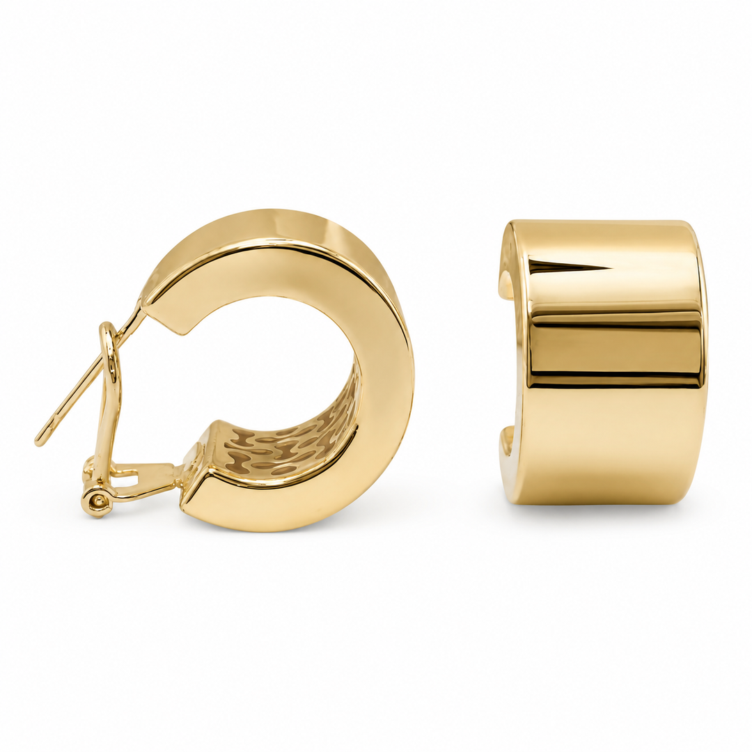 14k Yellow Gold Medium Hoop Earrings