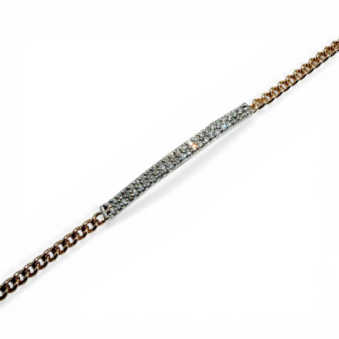14k Two Tone Cuban Diamond Bracelet