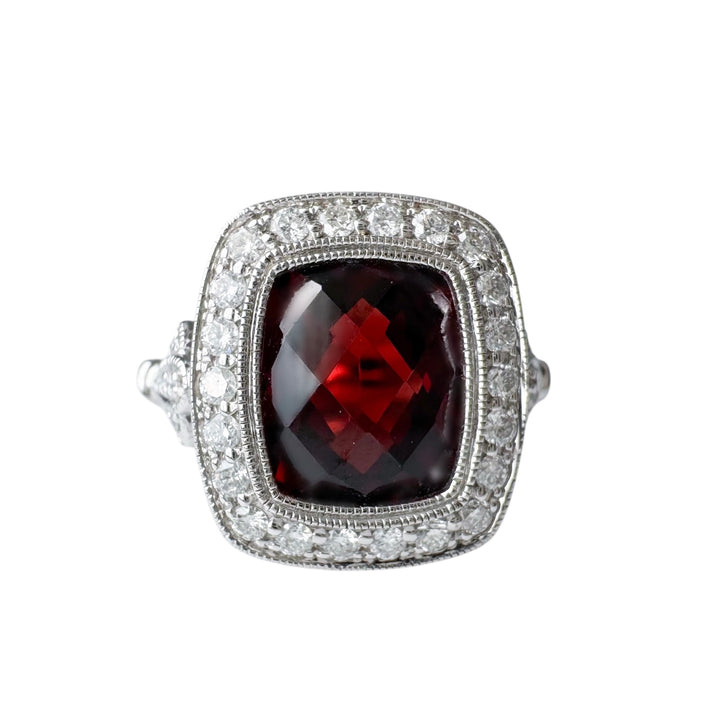 14k White Gold Garnet Ring