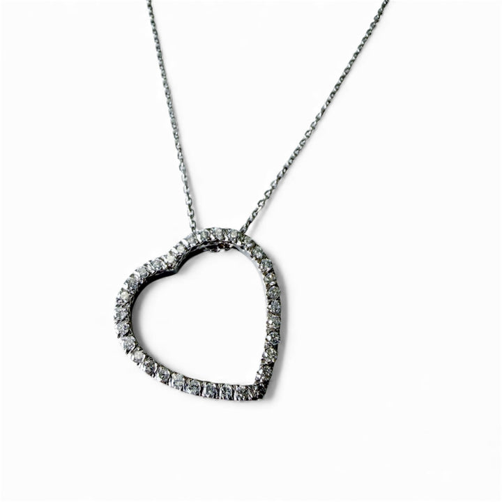 14k White Gold Heart Diamond Estate Pendant