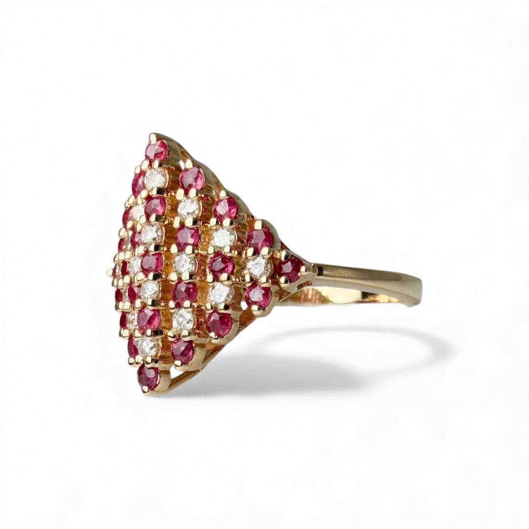 14k Yellow Gold Cluster Estate Ring