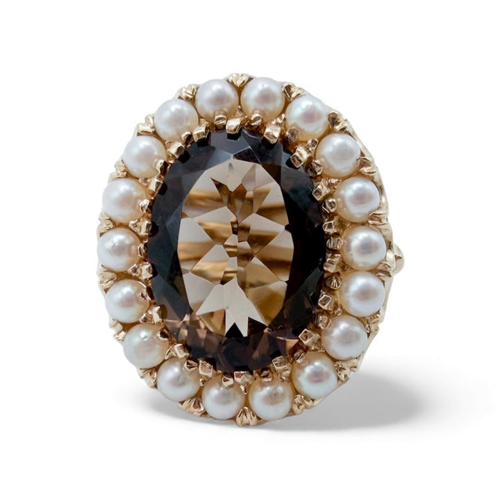 14k Yellow Gold Smokey Topaz Estate Ring
