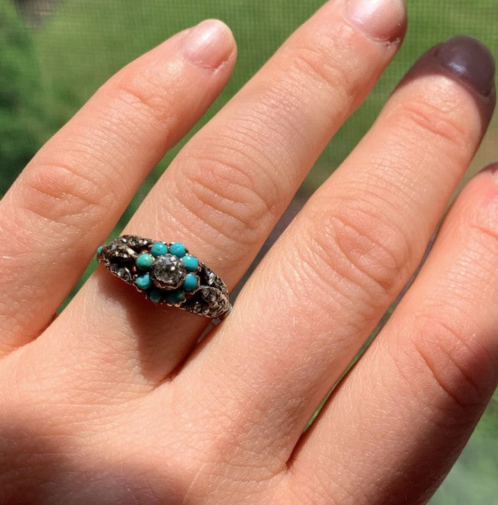 10k Rose Gold Antique Diamond Estate Ring