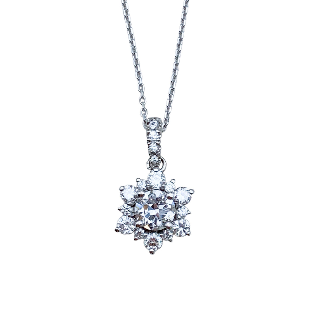 14k White Gold Diamond Estate Pendant