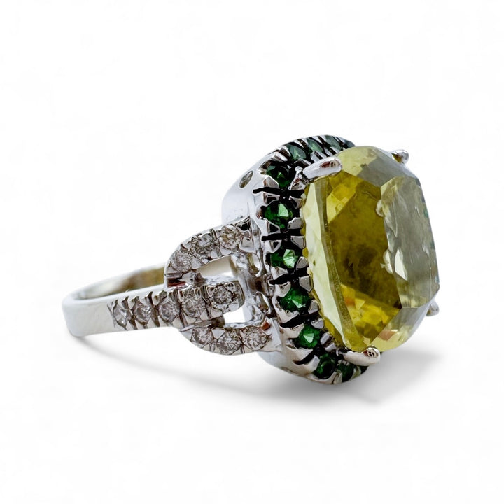 14k White Gold Gemstone Lemon Quartz Estate Ring