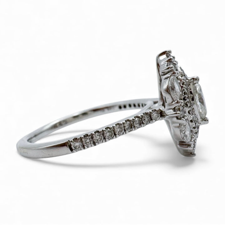 14k White Gold Cluster Diamond Estate Ring