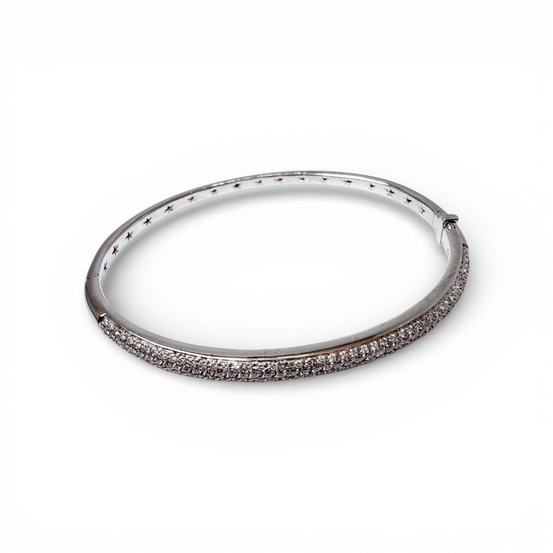 18k White Gold Bangle Diamond Estate Bracelet