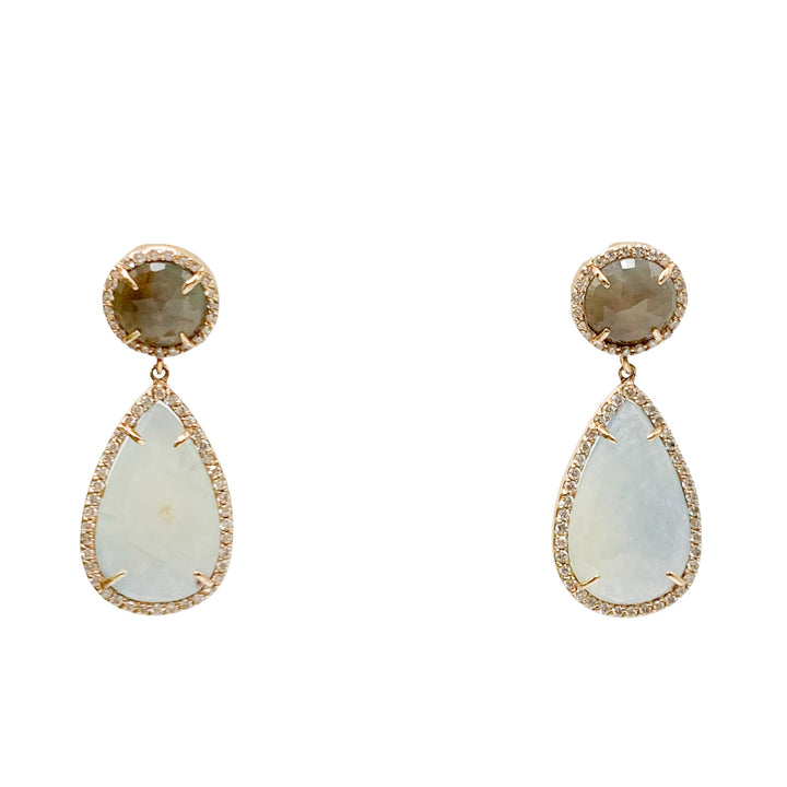 14k Yellow Gold Drop Sapphire Estate Earrings