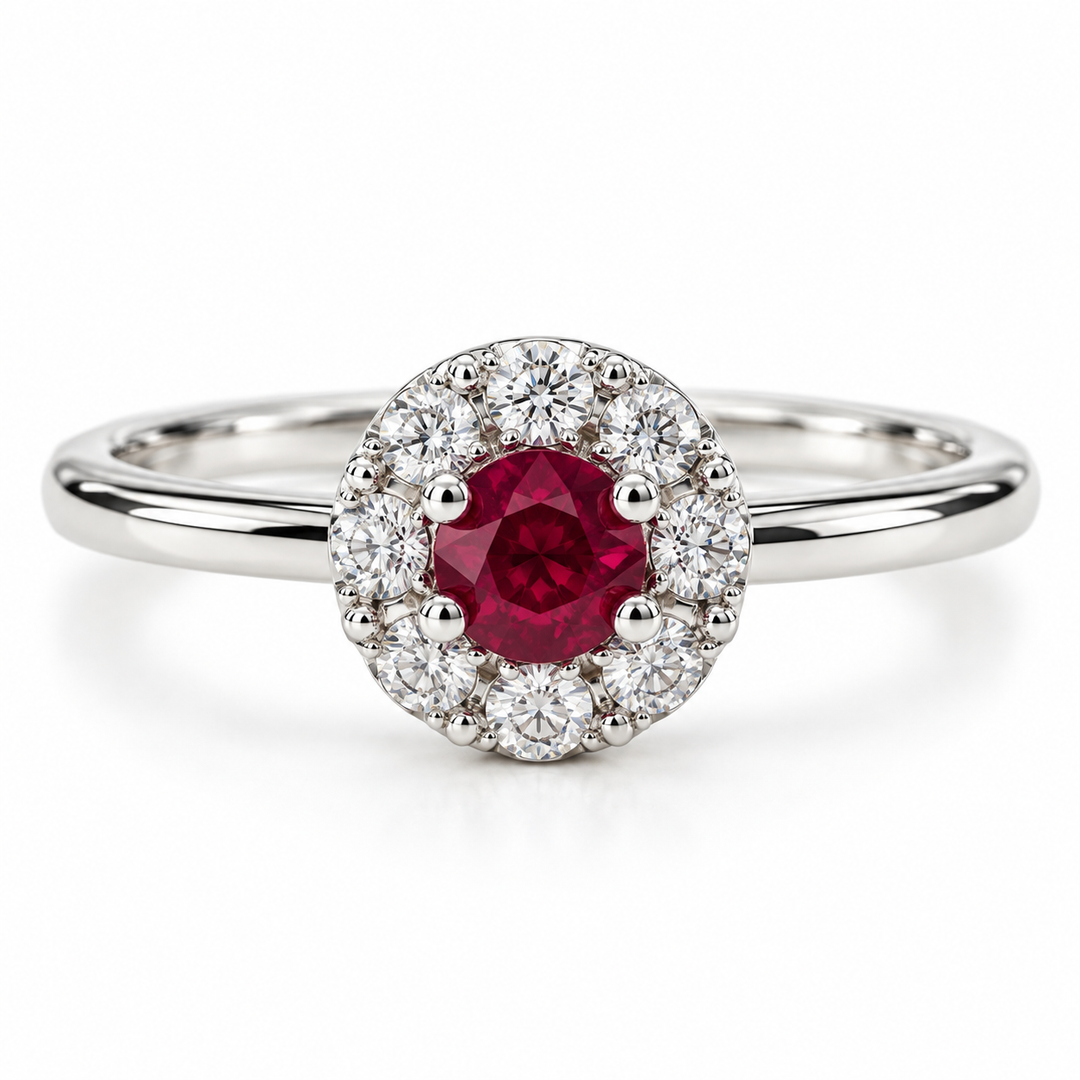 14k White Ruby Gemstone Ring