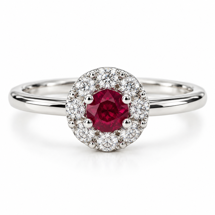 14k White Ruby Gemstone Ring