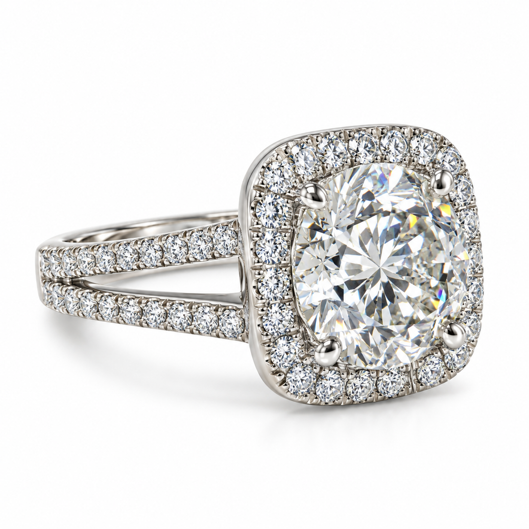 Estate 14k 3.27ct Diamond Halo Engagement Ring