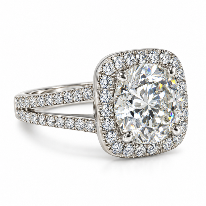 Estate 14k 3.27ct Diamond Halo Engagement Ring