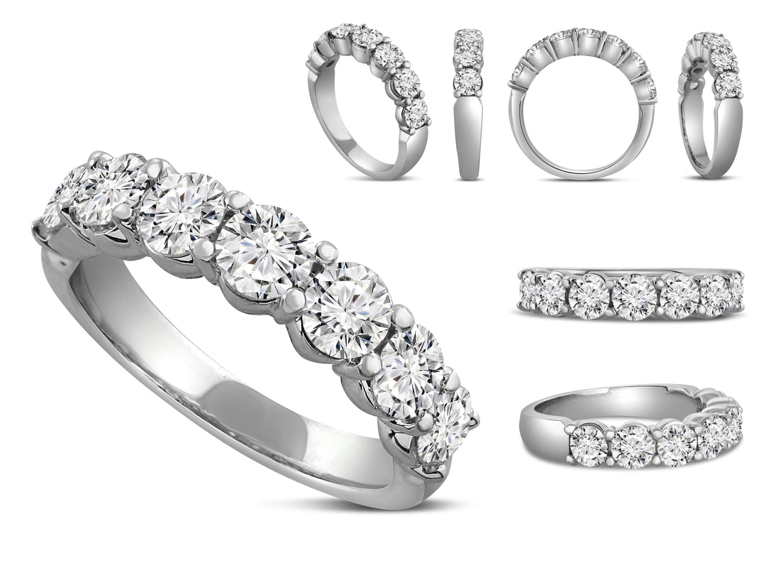 Platinum Shared Prong 1.47ctw Round Diamond Wedding Band