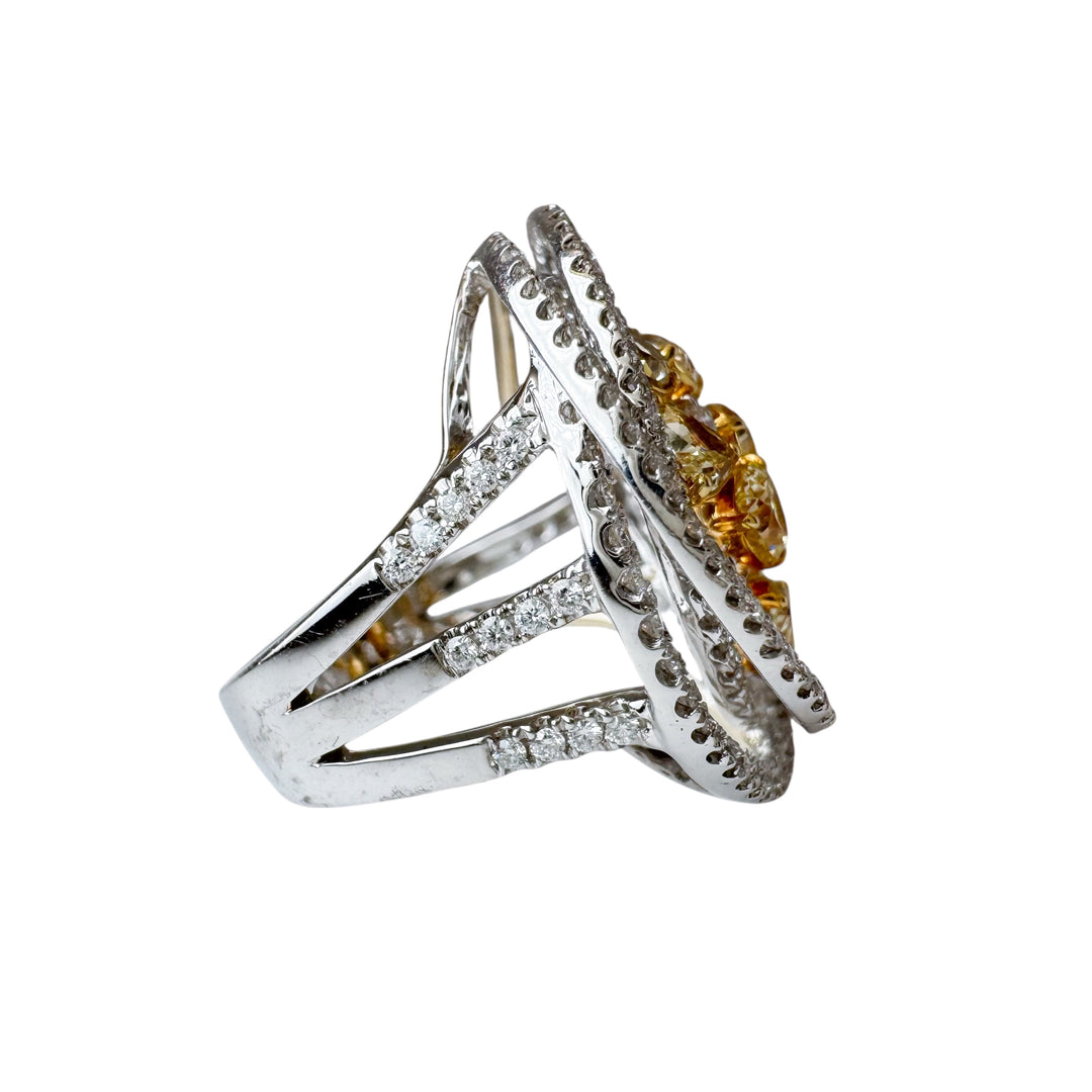 18k White Gold Yellow Diamond Estate Ring