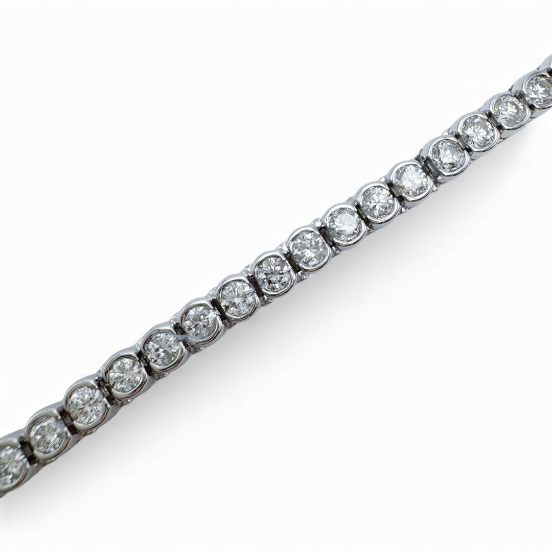 14k White Gold Bezel Set Diamond Estate Bracelet